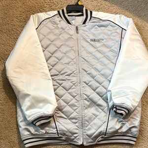 Reebok Silver and White Quilted Bomber Jacket